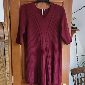 NY Collection Burgundy Knit Dress